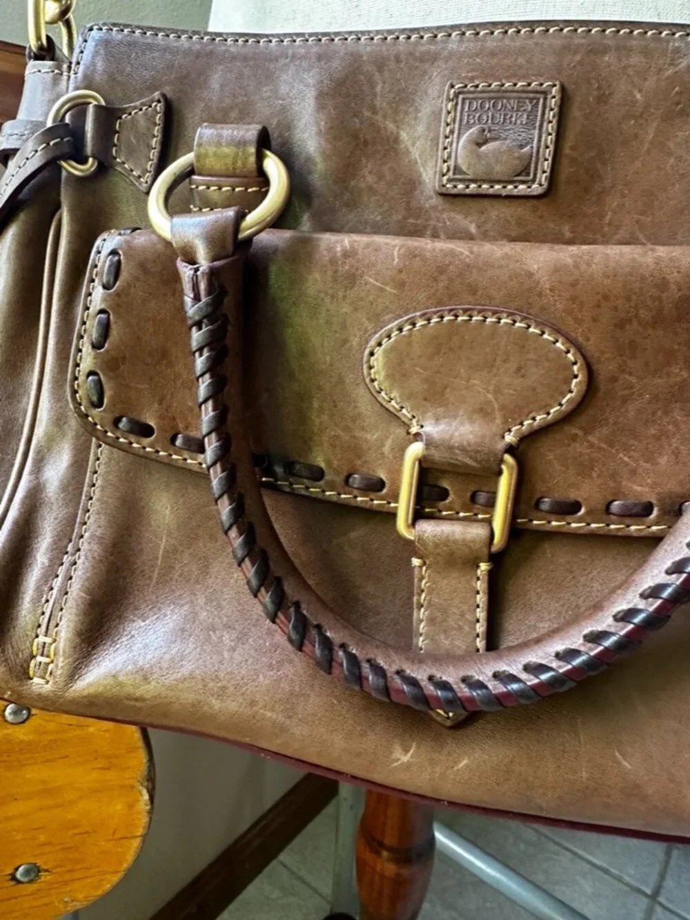 Dooney & Bourke Florentine Leather Satchel Purse, Brown